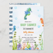 かわいいタツノオトシゴの誕生日ベイビーシャワーの招待状 招待状 (正面/裏面)