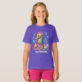 かわいいタツノオトシゴ テキストを追加 女の子 Tシャツ (正面フル)