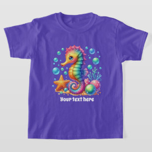 かわいいタツノオトシゴ テキストを追加 女の子 Tシャツ