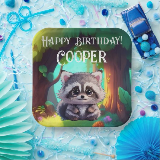 かわいいタヌキの森の動物の仲間 ペーパープレート (パーティー)