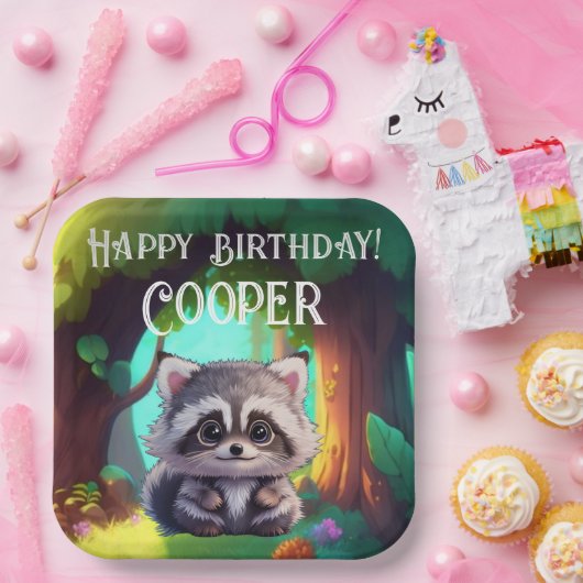 かわいいタヌキの森の動物の仲間 ペーパープレート (パーティー)