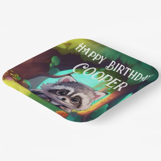 かわいいタヌキの森の動物の仲間 ペーパープレート (傾斜あり)