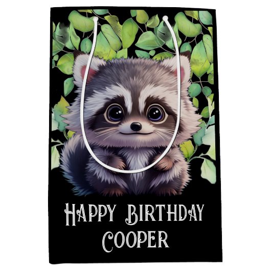 かわいいタヌキの森の動物の仲間 ミディアムペーパーバッグ (正面)