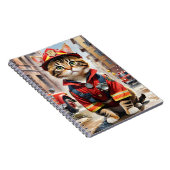 かわいいタビーキャットの水色を変える消防士 ノートブック (右側)