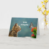 かわいいタビーキャットバタフライフォト悔やみや弔慰 カード (黄色い花)