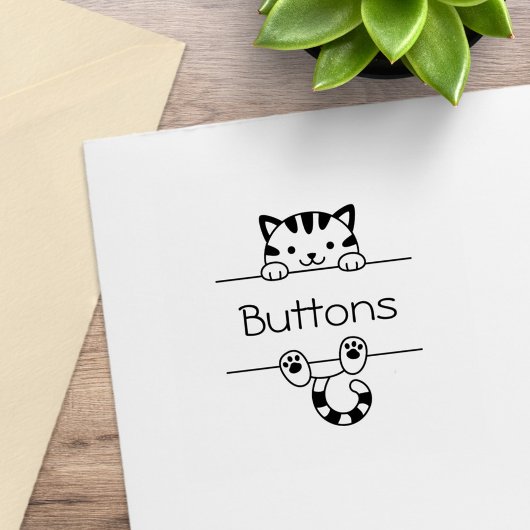 かわいいタビーキャットピーキング名前をカスタムする ラバースタンプ