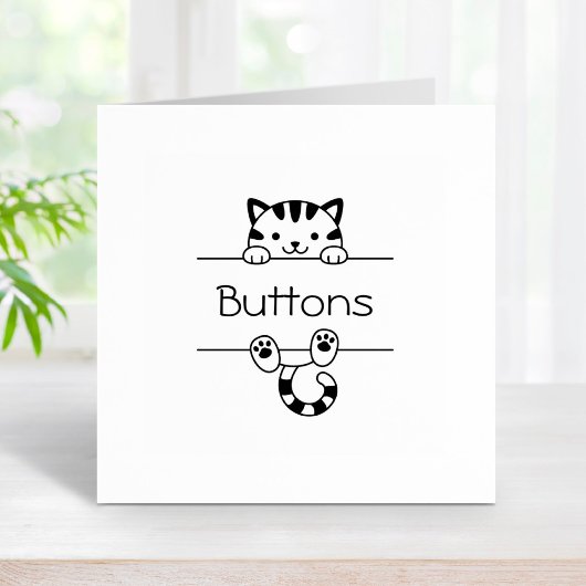 かわいいタビーキャットピーキング名前をカスタムする ラバースタンプ