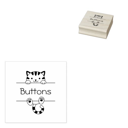 かわいいタビーキャットピーキング名前をカスタムする ラバースタンプ (押印)