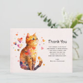 かわいいタビー猫とハートありがとう サンキューカード (スタンド正面)