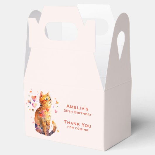 かわいいタビー猫とハートパーティーありがとう フェイバーボックス (オープン)