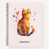 かわいいタビー猫とハート ノートブック (正面)