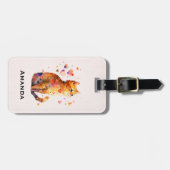 かわいいタビー猫とハート ラゲッジタグ (正面横)