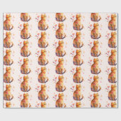 かわいいタビー猫とハート ラッピングペーパー (フラット)