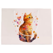 かわいいタビー猫とハート ラージペーパーバッグ (裏面)