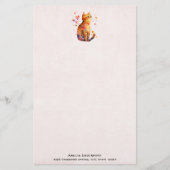 かわいいタビー猫とハート 便箋 (正面)