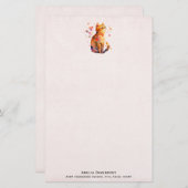 かわいいタビー猫とハート 便箋 (正面/裏面)