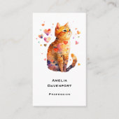 かわいいタビー猫とハート 名刺 (正面)