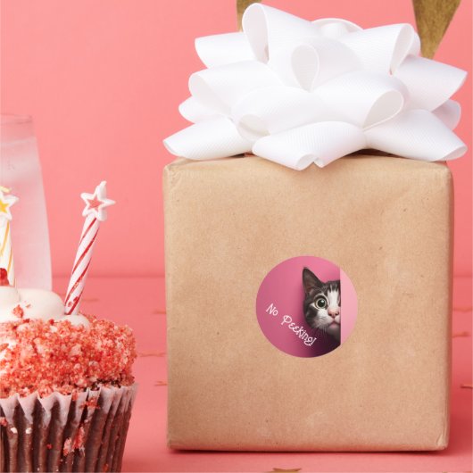 かわいいタビー猫のぞき ラウンドシール (パーティー)