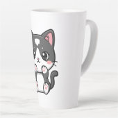 かわいいタビー猫のイラスト カフェラテマグ (右アングル)