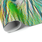 かわいいタビー猫のカラフル抽象芸術グリーンブルーアート ラッピングペーパー (ロールコーナー)