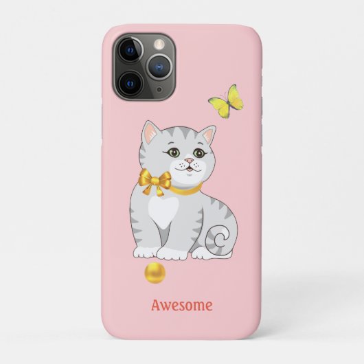 かわいいタビー猫の子猫 ライトピンク Case-Mate iPhoneケース (裏)