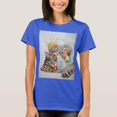 かわいいタビー猫の水彩猫ガールズTシャツトップ Tシャツ (正面)
