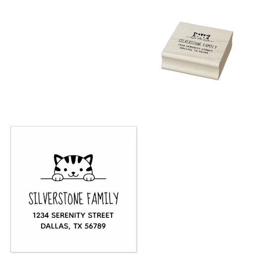 かわいいタビー猫の里親を見る2 ラバースタンプ (押印)