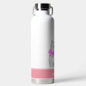 かわいいタビー猫&ハートズオンピンク&ホワイト ウォーターボトル (正面)