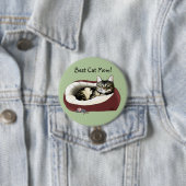 かわいいタビー猫 緑の母の日 缶バッジ (インサイチュ)