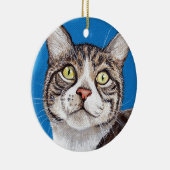 かわいいタビー絵画キャットのセラミックオーナメント セラミックオーナメント (右)