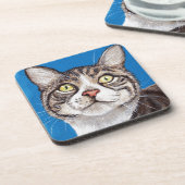 かわいいタビー絵画キャット コースター (左側)