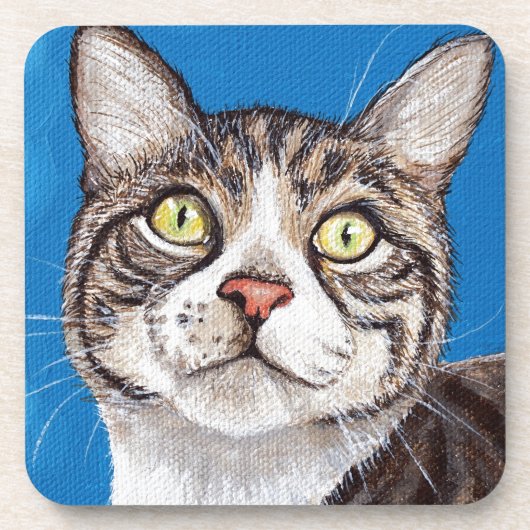 かわいいタビー絵画キャット コースター (正面)
