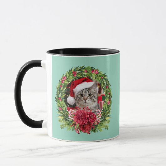 かわいいタビー リース クリスマス マグカップ (左)
