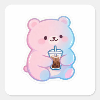 かわいいタピオカ猫にメロメロ スクエアシール