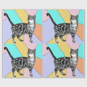 かわいいタブビーキャットパステルカラフルアートラッピング ラッピングペーパー (フラット)