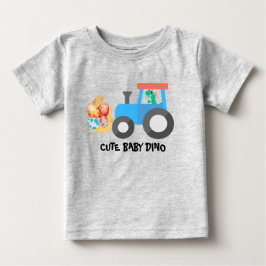かわいいタマゴ恐竜 建設トラック お誕生日おめでとう ボーイ ベビーTシャツ