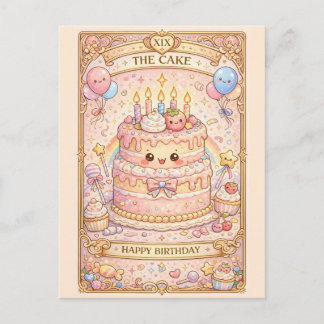 かわいいタロット 誕生日カード「ザ・ケーキ」パステルカラー ポストカード