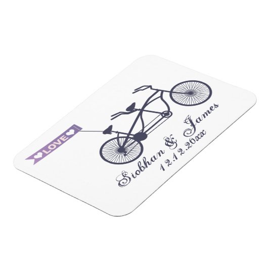 かわいいタンデムバイクとラブバナ結婚ーズ マグネット (左側)