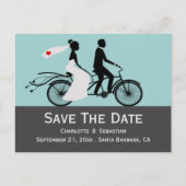 かわいいタンデムバイク新郎新婦結婚の発表 案内ポストカード (正面)