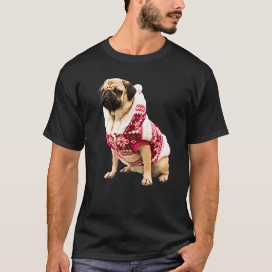 かわいいタンパグサンタ帽子の画像クリスマス赤いセーター Tシャツ (正面)