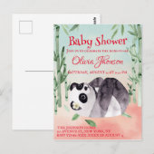 かわいいタンブリングパンダジェンダーベビーシャワー招待状 ポストカード (正面/裏面)