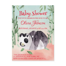 かわいいタンブリングパンダジェンダーベビーシャワー招待状