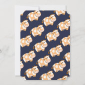 かわいいタンベビーカウカーフ&ダークブルーベビーシャワー 招待状 (裏面)