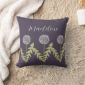 かわいいタンポポの名前（紫） クッション (ブランケット)