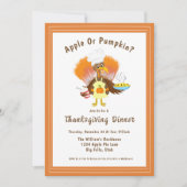かわいいターキーとパイとアイスクリームの感謝祭 招待状 (正面)