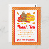 かわいいターキー感謝祭のパーティーにお誘いいただきありがとう ポストカード (正面/裏面)