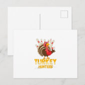 かわいいターキー ハンター ユニークなボウリング 感謝祭 インビテーションポストカード (正面/裏面)