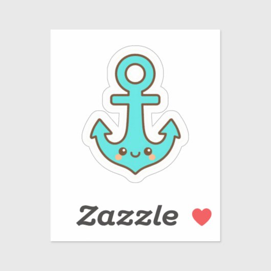 かわいいターコイズいかりお洒落- &陽気 シール (シート)