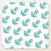 かわいいターコイズいかりお洒落- &陽気 スクエアペーパーコースター (正面)