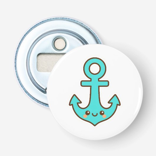 かわいいターコイズいかりお洒落- &陽気 栓抜き (正面)